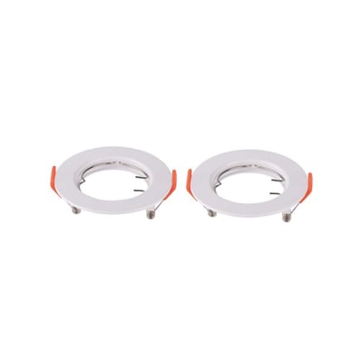 V-TAC downlight-kit til MR16/GU10 med blanke hvide ringe, synlige fjederclips og åbninger til GU10-lyskilder.