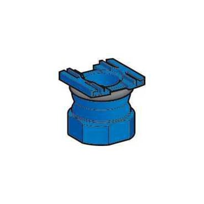 Schneider Electric endestop kunststofforskruning med 1/2"NPT gevind, designet til XCKP body, vist i blå plast.