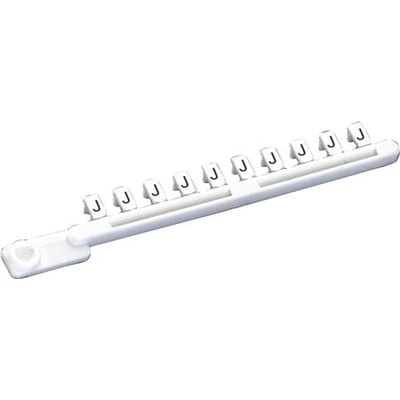 Enkelt mærke 9704A/J GB fra Wieland, hvidt mærke med sort skrift og clips til montering.