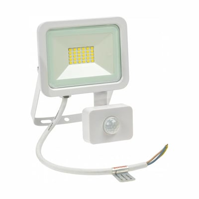 SpectrumLED 20 W LED-projektør med sensor, hvidt hus, synlige LED-dioder og bevægelsessensor.