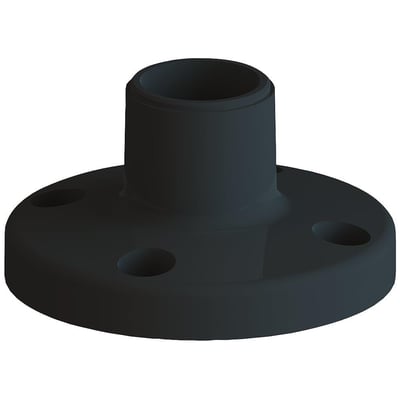 Sort Siemens-fod i plast til gulvmontering af SIRIUS 8WD-signalsøjle, med rund flange og åbning til søjlen.