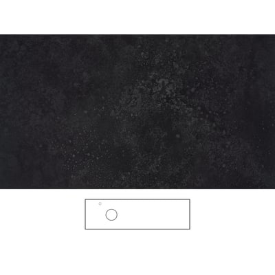 Svedbergs bordplade i mørk grafit, 161 x 46 cm, vist med udskæring og armaturhul V.