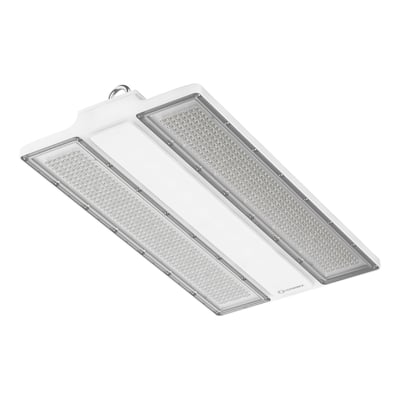 Ledvance Flex Linear DALI high-bay-armatur på 240 W i hvid med to lange LED-lysfelter, set skråt forfra.