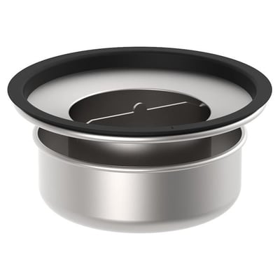 Blücher todelt indbygningsvandlås i syrefast stål, type 562.103.000 S, set skråt ovenfra med sort ring.
