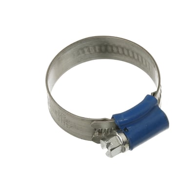 MichLar ABA spændebånd i rustfrit stål med 12mm båndbredde og blå beskyttelseskappe. Spændebåndet er justerbart fra 104-138 mm.