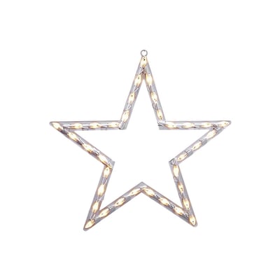 Konstsmide hvid vindues-silhuet stjerne med 35 varmhvide LED lys, klar til ophæng.