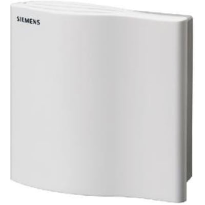 Siemens QAA32 rumføler til temperaturmåling med NTC 3 kOhm sensor i hvid plast på neutral baggrund.
