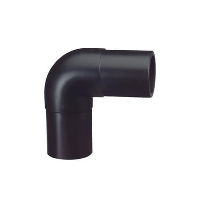 Georg Fischer 90° PE-svejsevinkel 63 mm, PN16 SDR11 fremstillet af sort PE100-materiale.