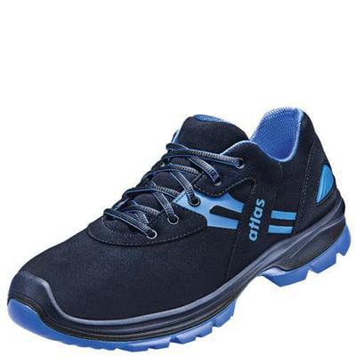 Atlas sikkerhedssko FLASH 5405 XP ESD i mørkeblå med blå detaljer og snørebånd, str. 48.