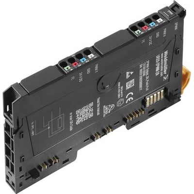 Weidmüller UR20-2CNT-100 digital tællermodul med u-remote system bus interface, vist fra siden med terminaler og mærkning.