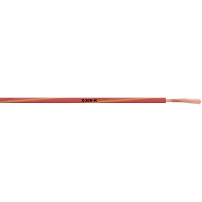 Lapp monteringsledning X05V-K 1x0,5 med rød og gul stribet PVC-isolering samt synlige kobbertråde i enden.
