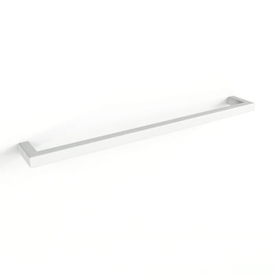 Metallbude Vana håndklædestang i hvid, 1050 mm bred med firkantede endestykker på hvid baggrund.