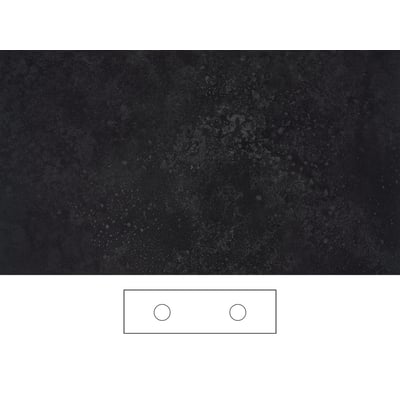 Mørk grafitbordplade fra Svedbergs, 161 x 46 cm, med dobbelt udskæring vist i en enkel skitse.