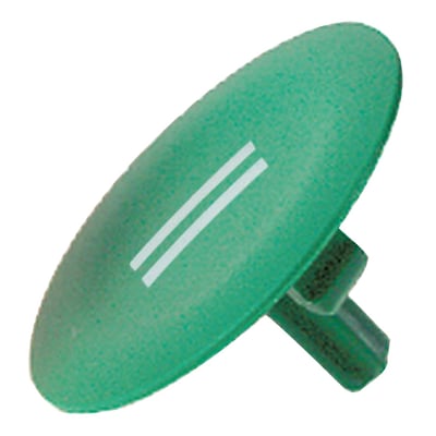 Schneider Electric trykflade med "II" symbol på grøn baggrund og krombelagt metalfrontring.