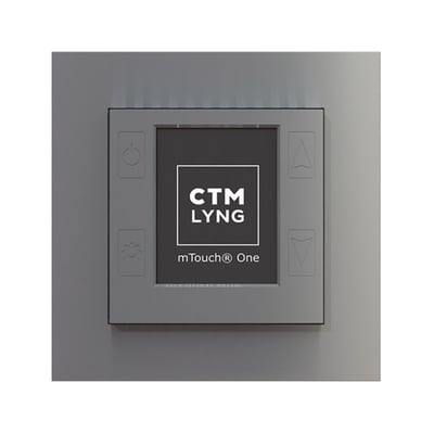 mTouch One-R, 1P termostat og regulator i mat aluminium med digitalt display og knapper til justering.