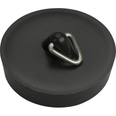 Sort gummiprop med en diameter på 45,5 mm, udstyret med et sølvfarvet metalhåndtag formet som en trekant.