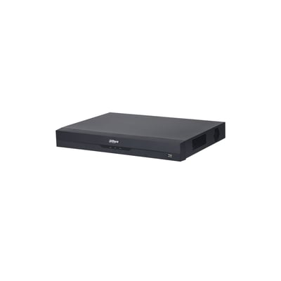 Dahua 16-kanals penta-brid XVR-optager i sort kabinet, set skråt forfra med USB-port og ventilationsgitre.