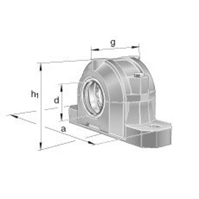 Teknisk tegning af FAG lejeblok, model SES520-617-L, med dimensioner markeret a, d, g og h1.