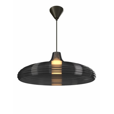 3D Original-serie pendel i røget grå med et vandret, elegant design og en 3 meter sort ledning hængende fra loftet.
