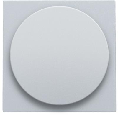 Niko afdækning til lysdæmper med drejepotentiometer i sterling farve, med en cirkulær front på en firkantet baggrund.