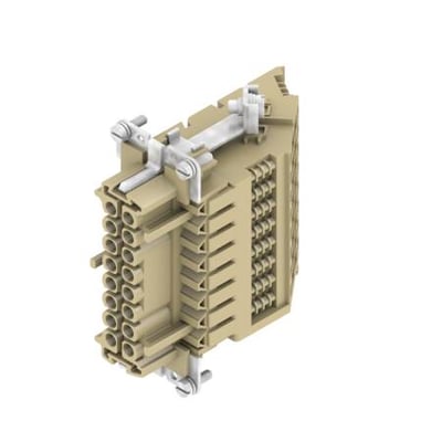 Weidmüller HDC industristik hun-chassisstik med 16 poler + jord, skruetilslutning og venstre montering.