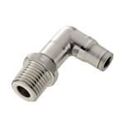 Parker Legris RF vinkelkobling i rustfrit stål 316L med 8 mm udvendigt greb og 1/8" NPT udvendigt gevind.
