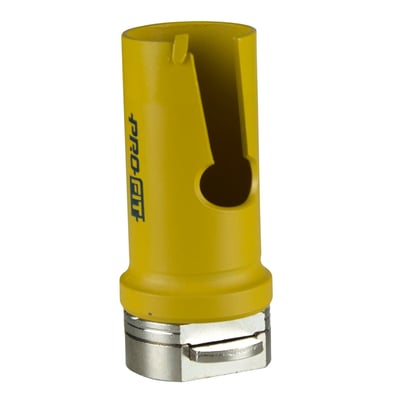PRO-FIT HM hulsav med adaptor, 30 mm diameter i gul med PRO-FIT logo og en solid metaladapter.