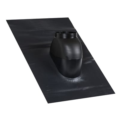 Sort MetalbestoS ConneXt-inddækning med opstående krave på en flad inddækningsflade, til 110/160 mm.