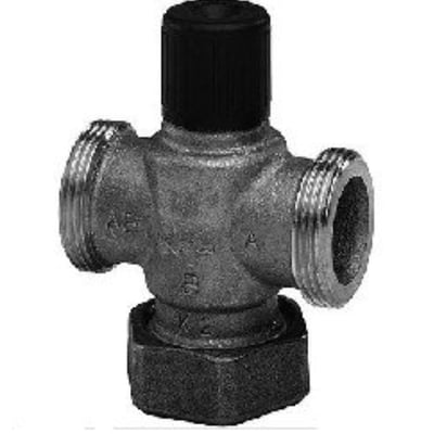 Siemens VVP45.40-25 2-vejs ventil i messing med udvendigt gevind og sort topdel, PN16, DN40.