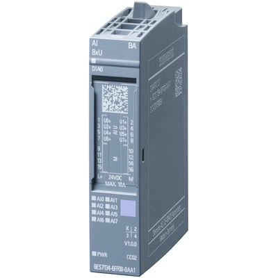 Siemens SIMATIC ET 200SP analog input modul AI 8XU basic, med 16bit opløsning og diagnosefunktion, fremstillet i Tyskland.