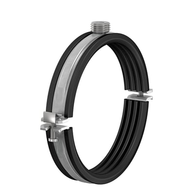 Flamco rørbøjle BSA G1/2" med M10 gevind til rør på 159-162 mm, med EPDM gummibånd for lyddæmpning.