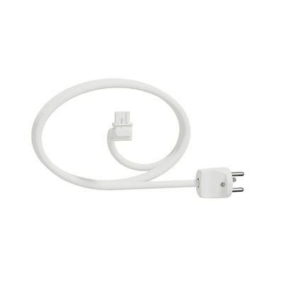 Lauritz Knudsen hvidt kabel på 3 meter med vinklet dansk stikprop og quick connector hunstik.