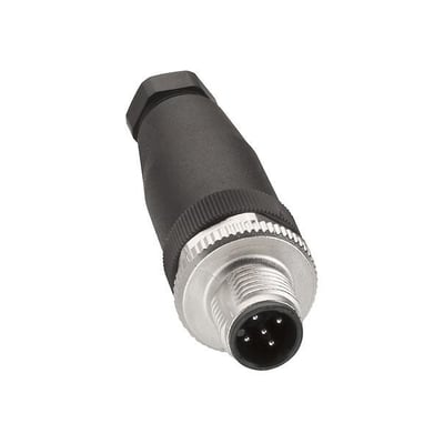 Telemecanique Sensors XZCC12MDM50BJ er et lige, sort og sølvfarvet 5-polet M12-hanstik med Pg7.