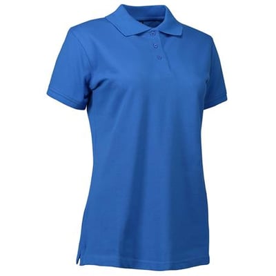 ID Identity klassisk dame polo shirt i azurblå med stretch og tone i tone knapper, let figursyet pasform.