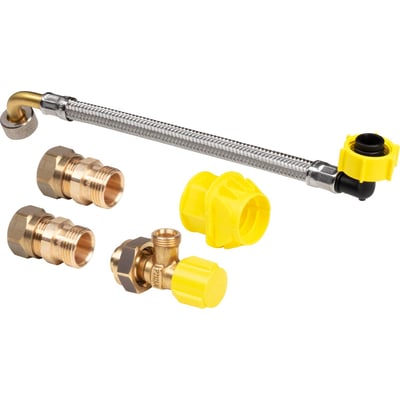 Viega forskruningssæt i rødgods til indbygningscisterne 3L, med slange og beslag til Viega PB rør 16x1,8 mm og 15x2,5 mm.