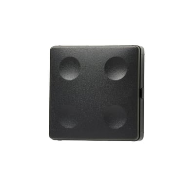 Fesh Smart 4-tryk kontakt i koksgrå med fire runde fordybninger, måler 80x65x11 mm.