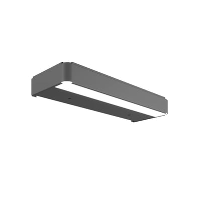 Svedbergs LED-belysning til skab i granitgrå med lang, vinklet profil og lysfelt på undersiden.