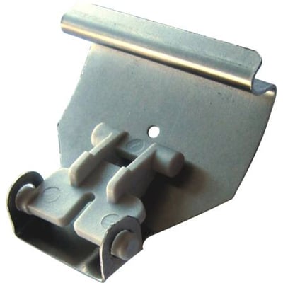 CH Armatur clips til marinearmatur på 18 og 36 W, rustfri 316, med buet metalbøjle og grå plastdele.