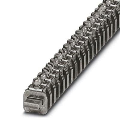 Nærbillede af Phoenix Contact AK 4 sølv tilslutningsklemme, der viser detaljer ved skruetilslutning og 4mm² størrelse.