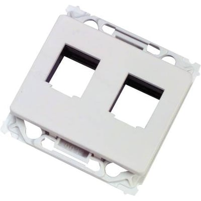 Lauritz Knudsen OPUS66 lige dataudtag i hvid plast med plads til to moduler og et robust monteringssystem.