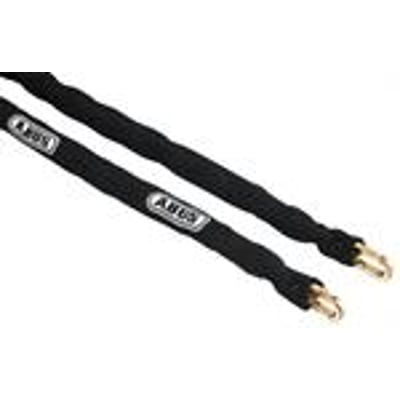 Abus sikkerhedskæde på 10mm x 140cm med 4-kantede kædeled og sort lærredsbeklædning for beskyttelse.