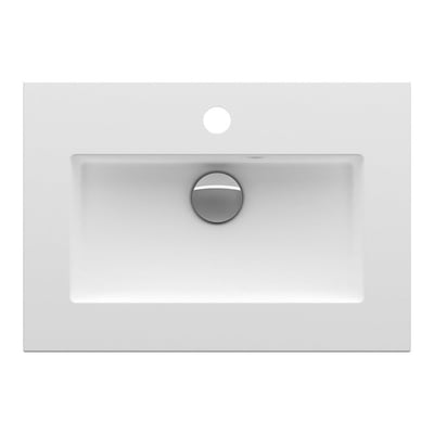 INR Viskan håndvask i mat hvid porcelæn med firkantet form og slank profil, 500x350mm.