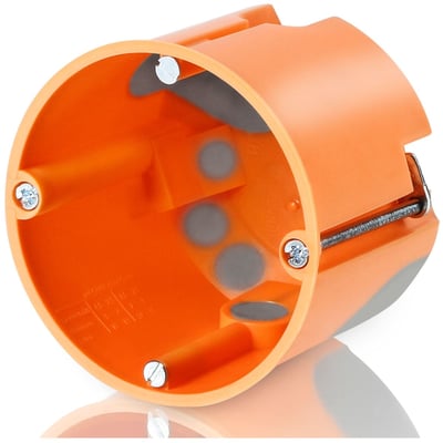 F-Tronic vindtætte forfradåse, vist fra en vinkel, der fremhæver dens orange farve og indre struktur med grå membraner.