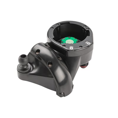 Ridgid adaptor til CSx Via i sort plast, designet til montering på standard og mini tromler, med en RAM kugle på siden.