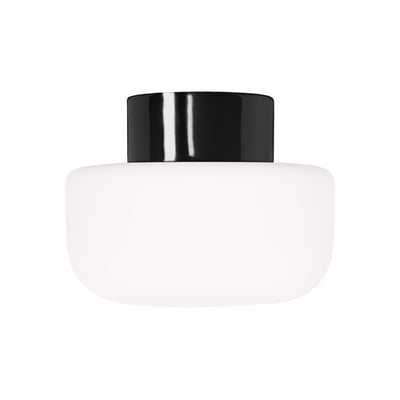 Produktbillede af Ifö Electric Solenne lampen med sort base og mat opal glaskuppel, isoleret på hvid baggrund.