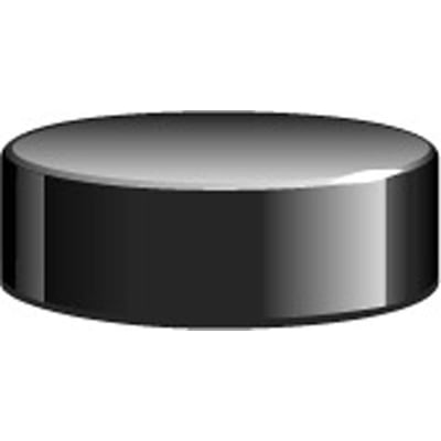 Støbejernsprop MA 110mm, DN100, sort med epoxy coating, vist som en simpel grafisk gengivelse af en cylinder.