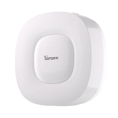Hvid Sonoff Zigbee Bridge Ultra, en afrundet smart home-bro til Zigbee- og Matter-enheder.