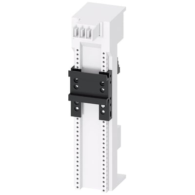 Siemens 8US1 S00 S0 enhedsadapter til 60 mm samleskinnesystem, set skråt forfra med sort monteringsbeslag.
