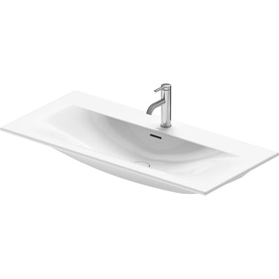 Duravit Viu vask, 103x49cm, i hvid porcelæn med WonderGliss overflade og krom vandhane.