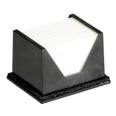 Makita Hepa-filter til DX05 og DX16 sugekassetter, vist forfra med hvide filterlameller og sort plastholder på grå baggrund.